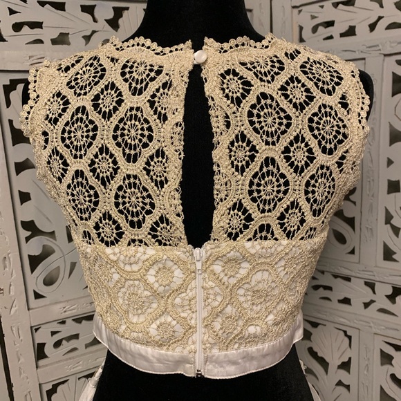 SEQUIN HEARTS 2pc GOLD & WHITE MINI COCKTAIL PARTY PROM DRESS - Picture 7 of 13